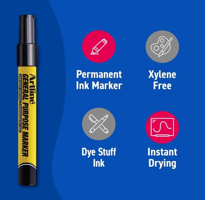 ปากกาเคมี ARTLINE EKPR-GPM หัวกลม 1.5 มม. สี แดง_4